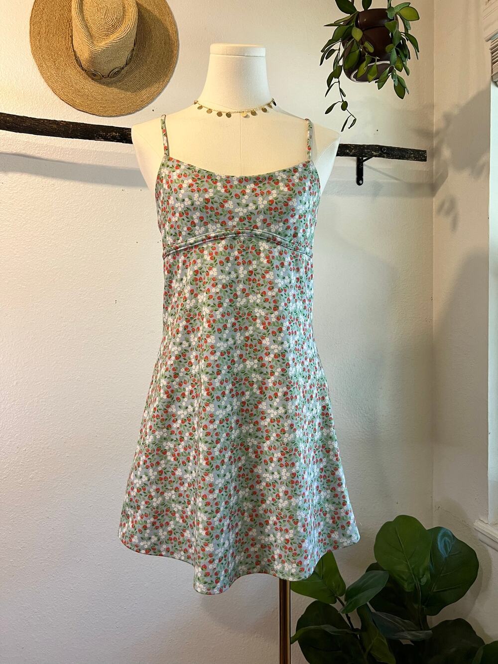 Altar'd State Strawberry Print Mini Tank Dress Size Small USA